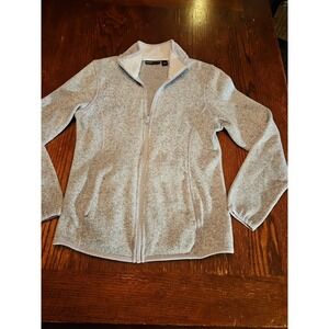 Swiss Army Tech Jacket Fleece‎ Womens Small 4-6 Gray/white Pockets (A478